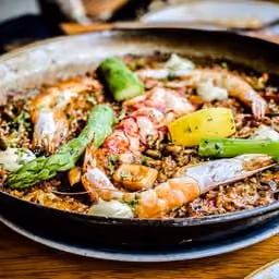 Gamberi con asparagi